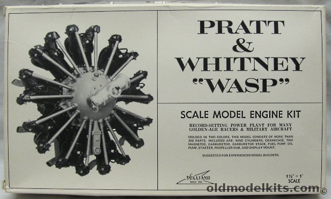 Williams Brothers 1/8 Pratt & Whitney Wasp R-1340 Radial Aircraft Engine, 307 plastic model kit